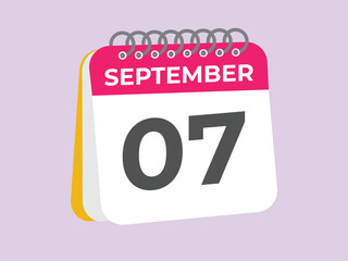 September  7 calendar reminder. 7 September  daily calendar icon template. Calendar 7 September  icon Design template. Vector illustration
