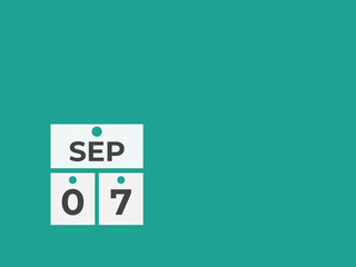 September  7 calendar reminder. 7 September  daily calendar icon template. Calendar 7 September  icon Design template. Vector illustration
