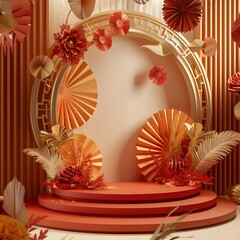 chinese new year stage podium background