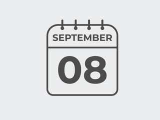 September  8 calendar reminder. 8 September  daily calendar icon template. Calendar 8 September  icon Design template. Vector illustration
