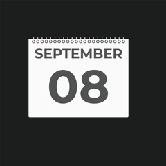 September  8 calendar reminder. 8 September  daily calendar icon template. Calendar 8 September  icon Design template. Vector illustration
