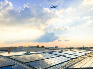 Fototapeta premium Solar cells installed on the roof