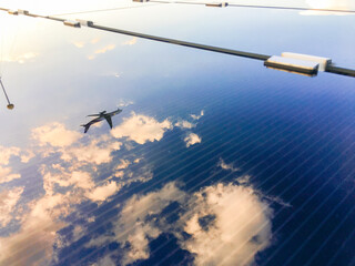 Fototapeta na wymiar Solar cells installed on the roof