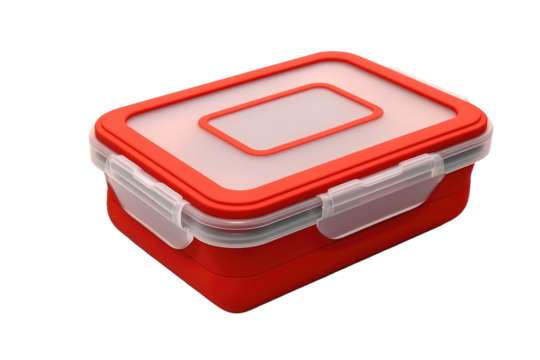 The Crimson Canopy: A Red and White Lunch Box on White or PNG Transparent Background. - Powered by Adobe
