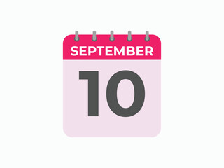 September  10 calendar reminder. 10 September  daily calendar icon template. Calendar 10 September  icon Design template. Vector illustration
