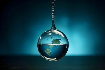 earth in the shape of a drop from two hands un climate change conference world water day