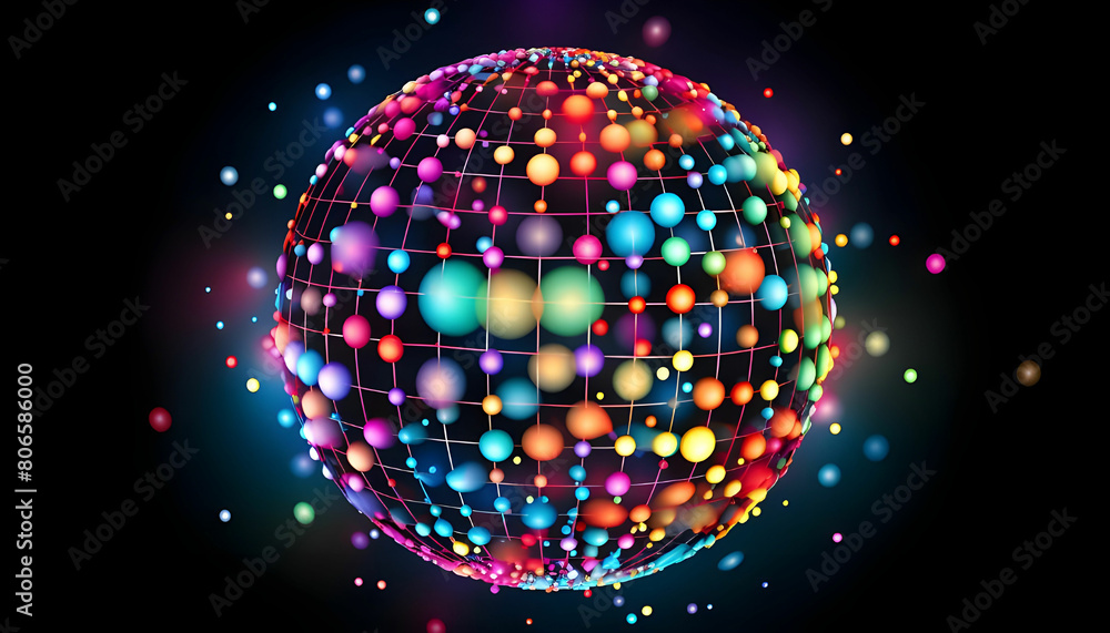Poster dots colorful globe, abstract graphics. image with clipping path