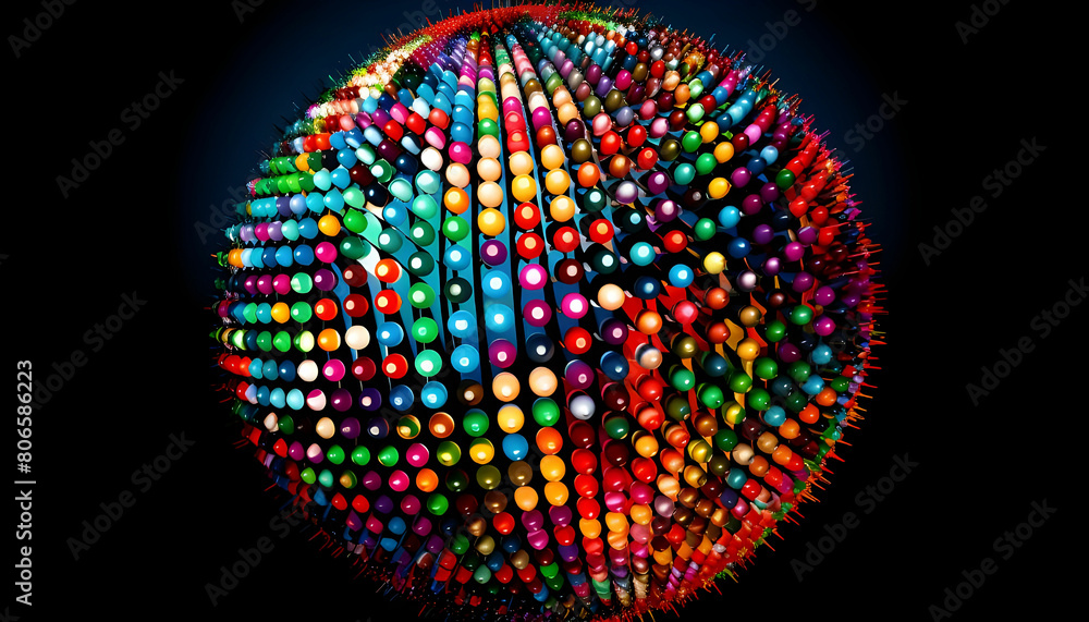 Poster dots colorful globe, abstract graphics. image with clipping path