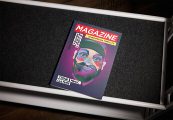 Mockup of customizable A4 magazine cover, flash