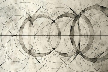 A geometric maze of interconnected circles and lines, drawn in perfect precision on a clean background