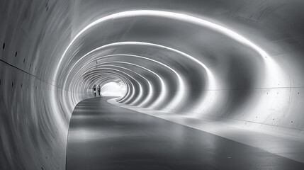 The graceful curvature of bullet paths forming an enchanting tunnel, illuminated against a backdrop of seamless white, captured with impeccable precision.