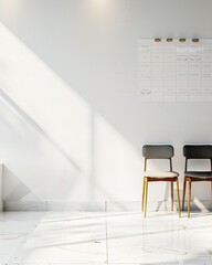 Sterile Ophthalmologist Office with Clinical White Wall and Eye Chart Shadows