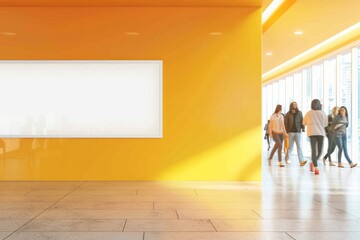 Dynamic Health Clinic Corridor with Poster Mockup and People in Motion