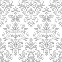 Fototapeta premium Elegant seamless embossed gray and white damask pattern. Seamless design perfect for wallpapers and luxurious textile prints