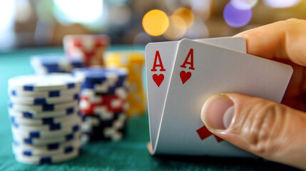 High-stakes two aces poker hand.