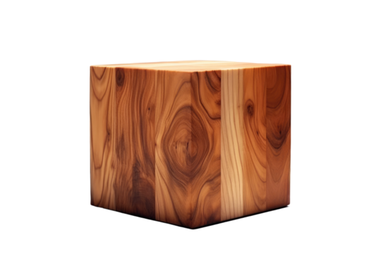 The Lone Wanderer: A Wooden Blocks Solitary Journey on White or PNG Transparent Background.