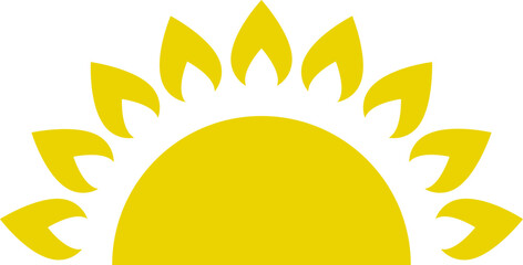 Yellow half sun vector icon logo . 