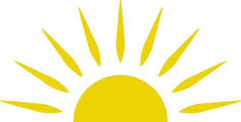 Yellow half sun vector icon logo . 