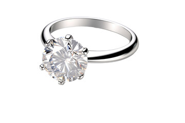 Sparkling Elegance: A Diamond Rings Radiant Charm on White or PNG Transparent Background.