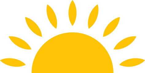 Yellow half sun vector icon logo . 