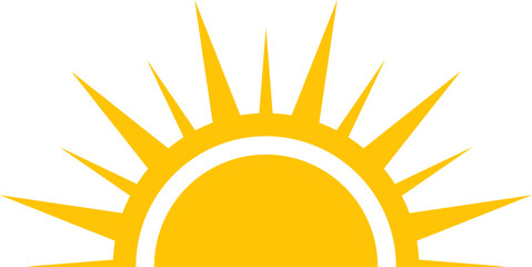Yellow half sun vector icon logo . 