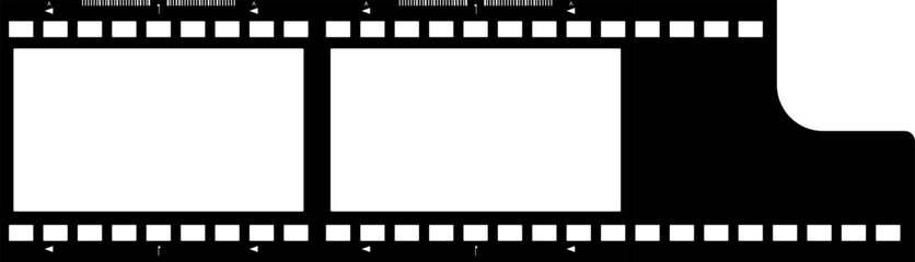 Grunge film strips collection. Old retro cinema movie strip video recording. Vector .