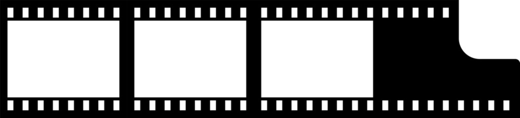 Grunge film strips collection. Old retro cinema movie strip video recording. Vector .
