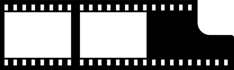 Grunge film strips collection. Old retro cinema movie strip video recording. Vector .