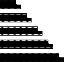 Grunge film strips collection. Old retro cinema movie strip video recording. Vector .