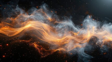 Abstract Fractal background with fire and smoke 3d rendering