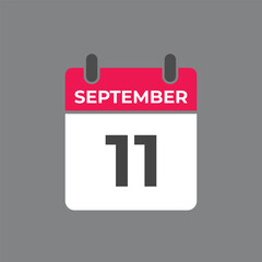 September  11 calendar reminder. 11 September  daily calendar icon template. Calendar 11 September  icon Design template. Vector illustration
