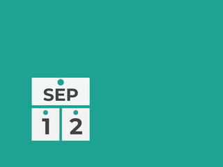 September  12 calendar reminder. 12 September  daily calendar icon template. Calendar 12 September  icon Design template. Vector illustration
