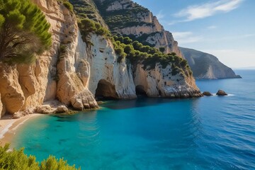 Sunny Serenity: Towering Cliffs Along the Mediterranean