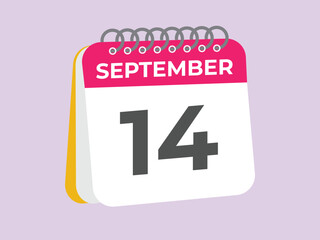 September  14 calendar reminder. 14 September  daily calendar icon template. Calendar 14 September  icon Design template. Vector illustration
