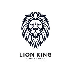 lion head line art logo design vector illustration