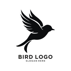 beauty black bird logo design vector illustration