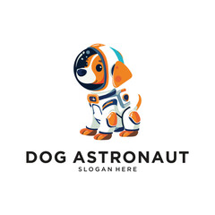 dog astronaut logo design vector illustration