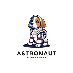 dog astronaut logo design vector illustration
