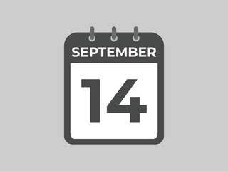 September  14 calendar reminder. 14 September  daily calendar icon template. Calendar 14 September  icon Design template. Vector illustration
