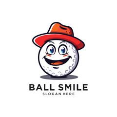 ball smile with hat logo design vector illustration