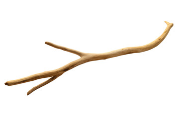 Obraz premium Natural driftwood branch, rustic brown tree stick texture, organic wood element for coastal decor and design projects isolated on Transparent Background