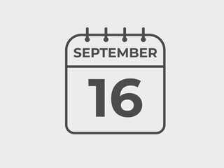 September  16 calendar reminder. 16 September  daily calendar icon template. Calendar 16 September  icon Design template. Vector illustration
