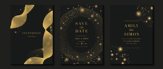 Elegant invitation card design vector. Luxury wedding firework, glitter spot texture on dark background. Design illustration for cover, poster, wallpaper, gala, VIP card, happy new year.