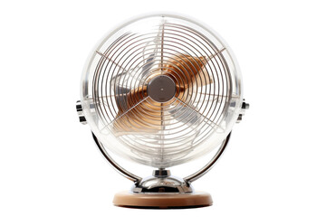 Whirling Breeze: A Tiny Table Fans Dance on White or PNG Transparent Background.