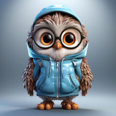 Obraz premium Watercolor Frosty owl, clipart Illustration, Generative Ai