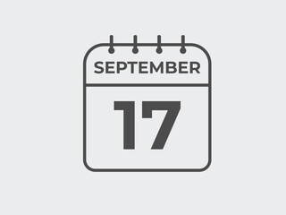 September  17 calendar reminder. 17 September  daily calendar icon template. Calendar 17 September  icon Design template. Vector illustration
