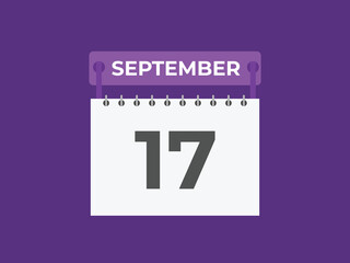 September  17 calendar reminder. 17 September  daily calendar icon template. Calendar 17 September  icon Design template. Vector illustration
