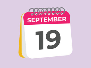 MobileSeptember  19 calendar reminder. 19 September  daily calendar icon template. Calendar 19 September  icon Design template. Vector illustration
