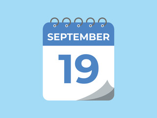 MobileSeptember  19 calendar reminder. 19 September  daily calendar icon template. Calendar 19 September  icon Design template. Vector illustration
