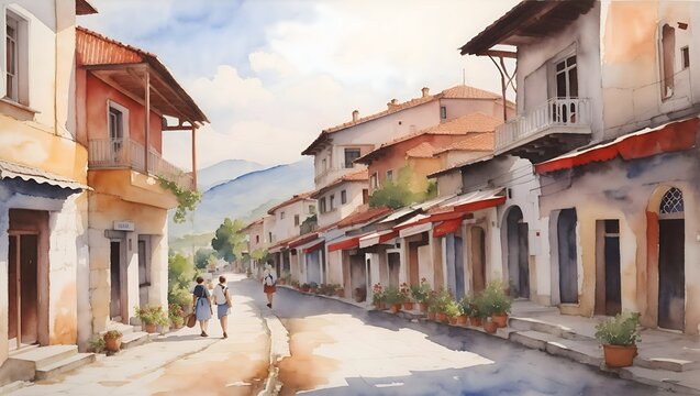 Shkoder Albania Country Landscape Illustration Art